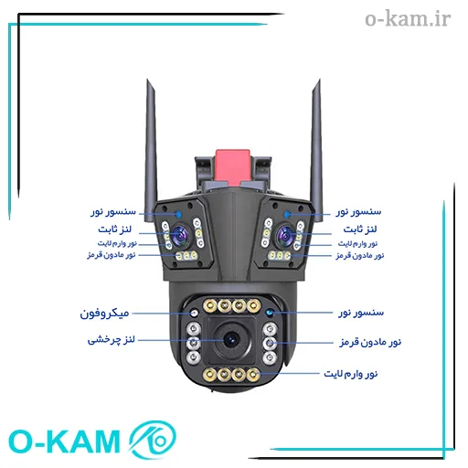 دوربین مینی اسپید دام هوشمند 3 لنز سیم کارتی اوکم مدل O-Kam 839-WP-4-4G